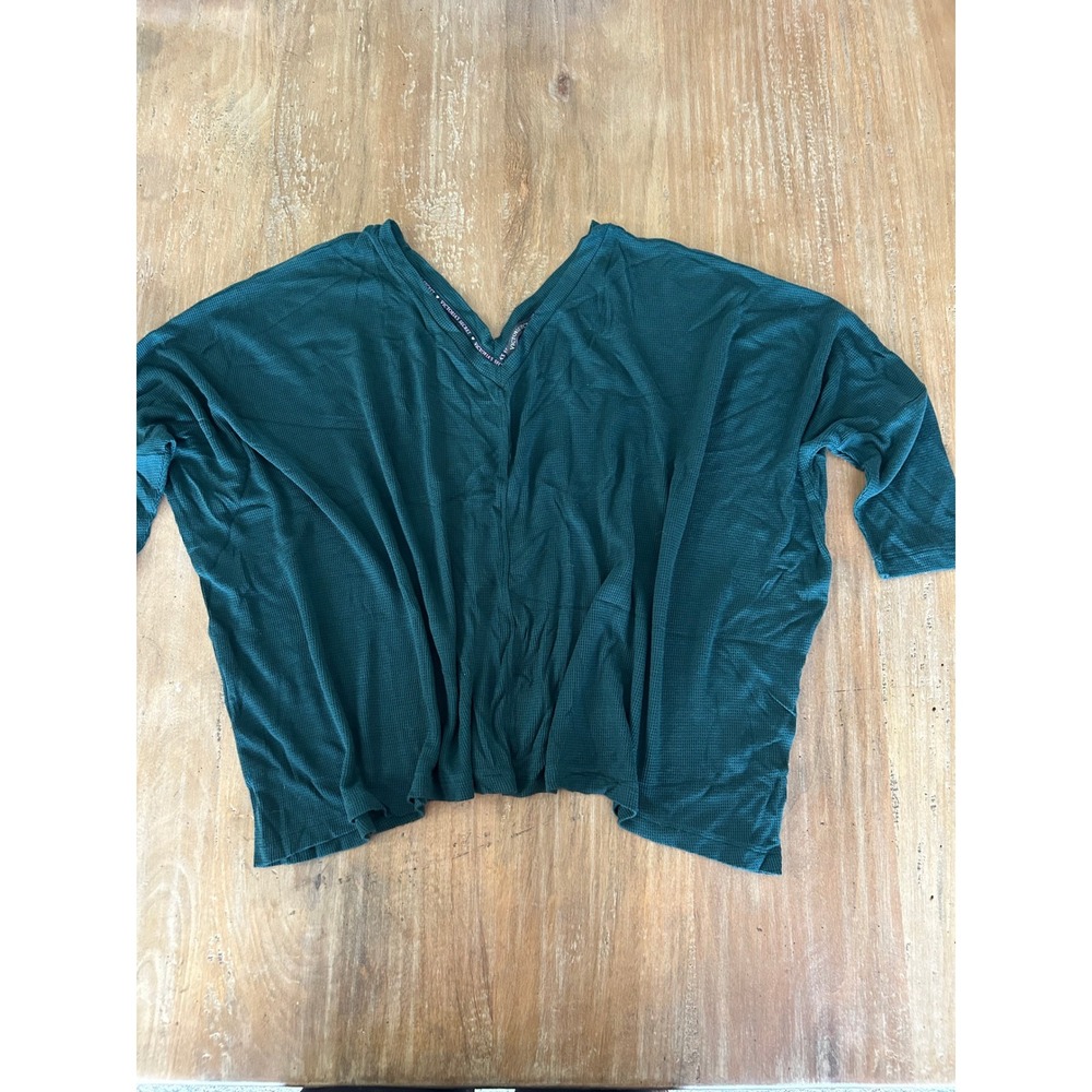 VICTORIAS SECRET VNeck‎ Waffle Knit Dolman Sleeve Top M Teal Green